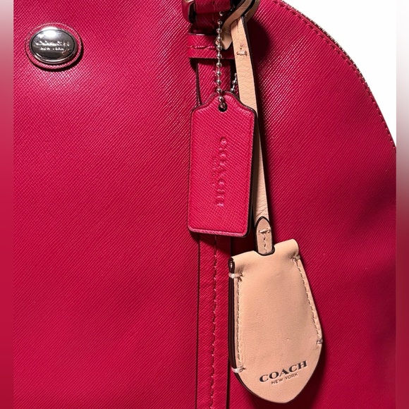 Coach Peyton Cora Domed Magenta Saffiano Leather Satchel - Picture 2 of 9